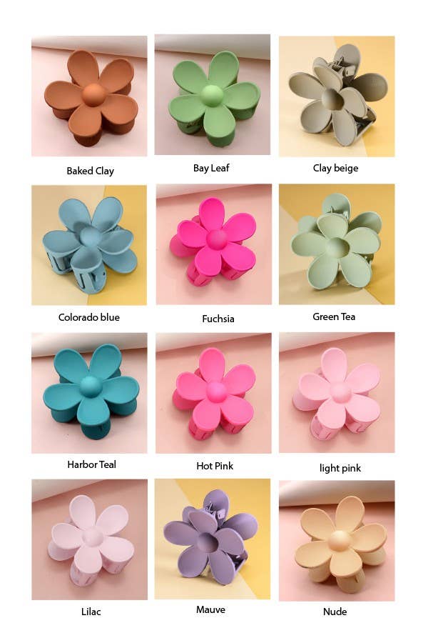 OVERSIZE MATTE FLOWER HAIR CLAW CLIPS | 40H459
