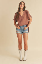 Ellen V- Neck Linen Top