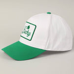 Lucky Four Leaf Clover Embroidery Patch Trucker Hat: KELLY GREEN / ONE SIZE