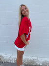 Oversized USA Patchwork Tee: Red