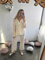 Linen Heart Pajama Set: Ivory