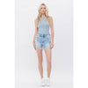 Mica High Rise Cutoffs: Light Wash