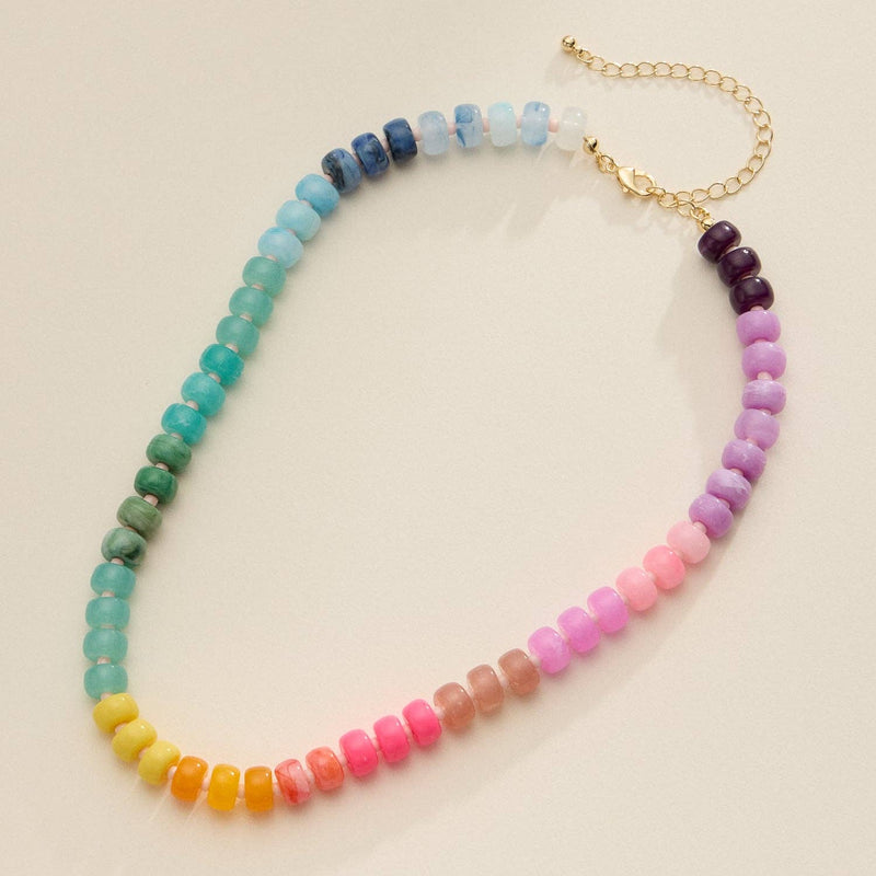 Colorful Beaded Necklace with Gold Clasp