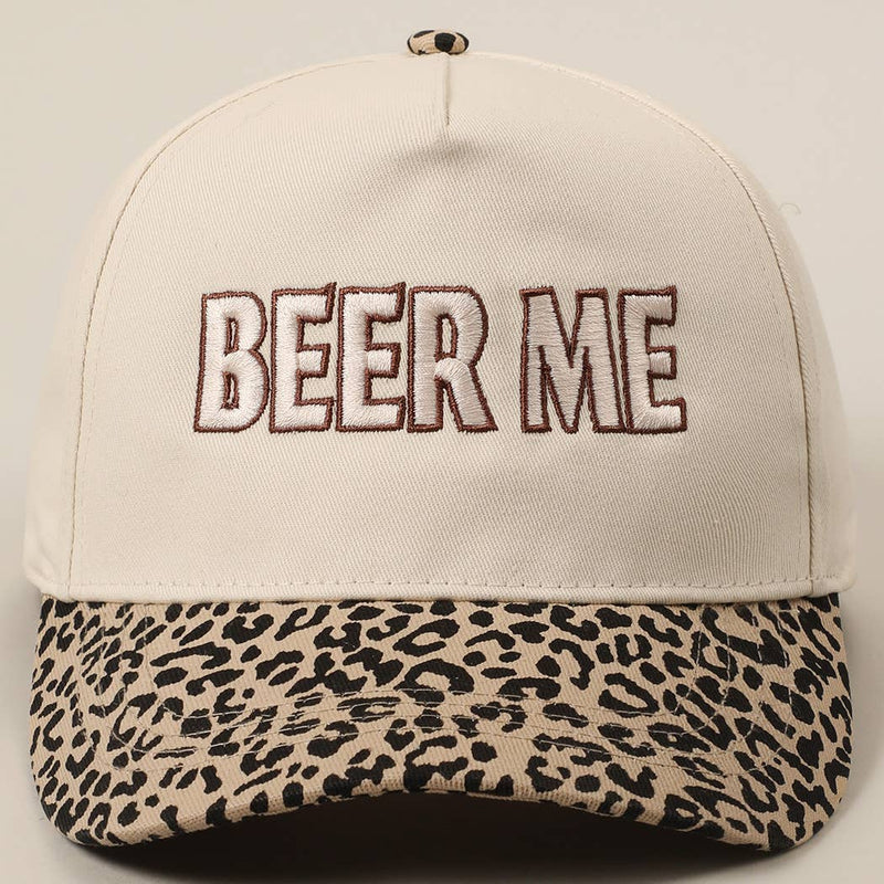 BEER ME Embroidery Leopard Camo Trucker Hat