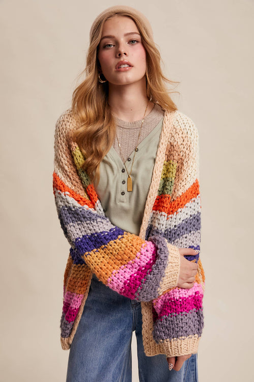 Rainbow Hand-Crochet Open Cardigan LSW0620