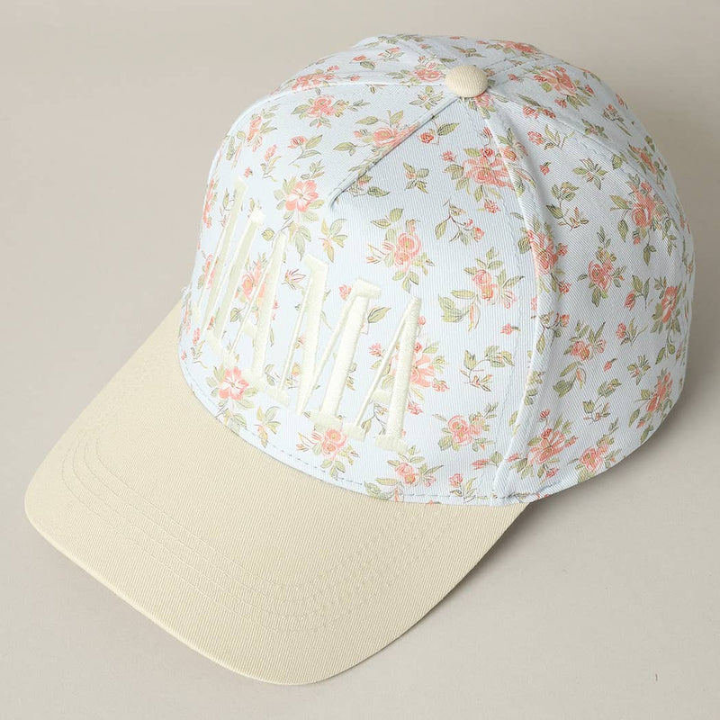 MAMA Embroidered Flower PatternTrucker Hat