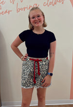 Leopard Braided Belt Shorts