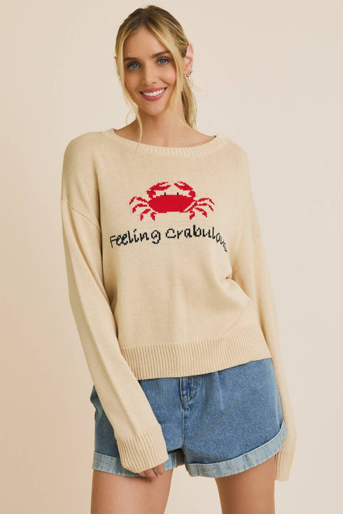 Feeling Crabulous Round Neck Sweater