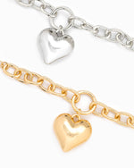 Puffy Heart Chunky Oval Chain Necklace