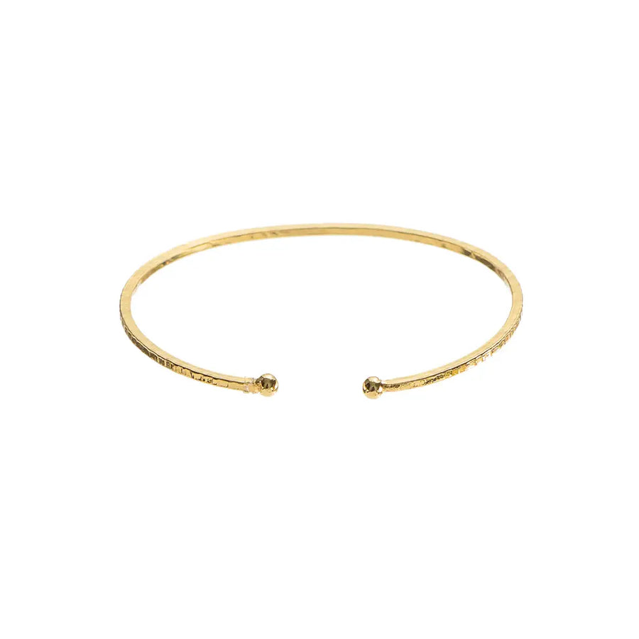 24K Gold Adjustable Thin Hammered Bangle