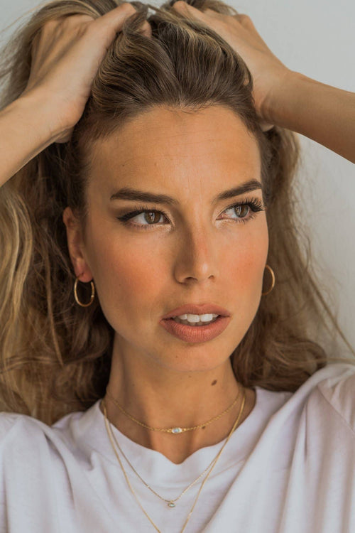 24K Gold Mini Thin Hammered Hoops