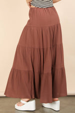 Tiered Layers Woven Midi Skirt