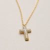 Gold Dipped Pave Cross Pendant Necklace – Sparkling Crystal Charm