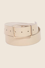 Faux Leather Rectangle Cutout Buckle Fashion Belt