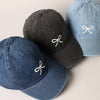 Trendy Bow Embroidered Denim Baseball Cap: LIGHT BLUE / ONE SIZE