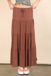 Tiered Layers Woven Midi Skirt