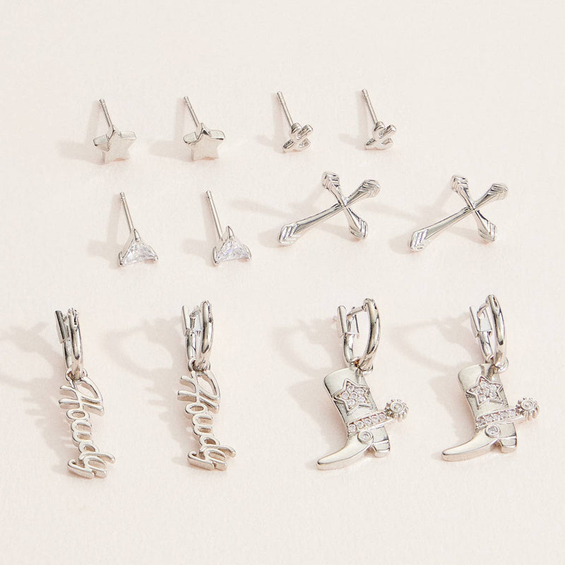 Western Theme Earring Set - 18K Gold Dipped