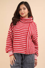 Winter Girl Striped Cowl Neck Sweater