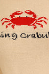 PLUS ROUND NECK LONG SLEEVE"FEELING CRABULOUS" SWEATER: IVORY / 1X