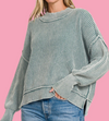DOORBUSTER: Mineral Washed Oversized Crop Ribbed Sweater
