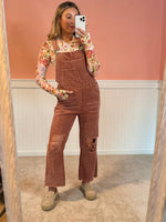 In the Rust Corduroy Distressed Wide Crop Overall