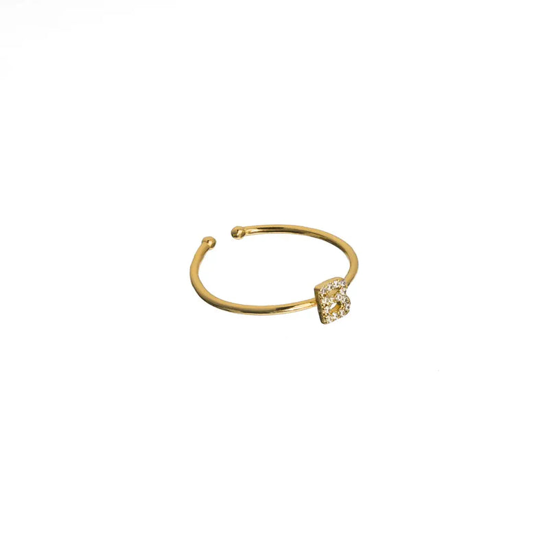 18K Gold Shiny Adjustable Initial Ring - Set of 16