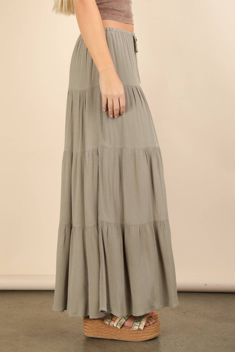 Tiered Layers Woven Midi Skirt