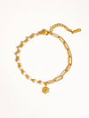 Sapin 18K Gold Non-Tarnish Sun and Pearl Chain Bracelet