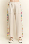 Mineral Washed Crochet Trim Pants: Natural