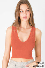 Nikibiki Vintage Plunge V-Neck Seamless Crop Top