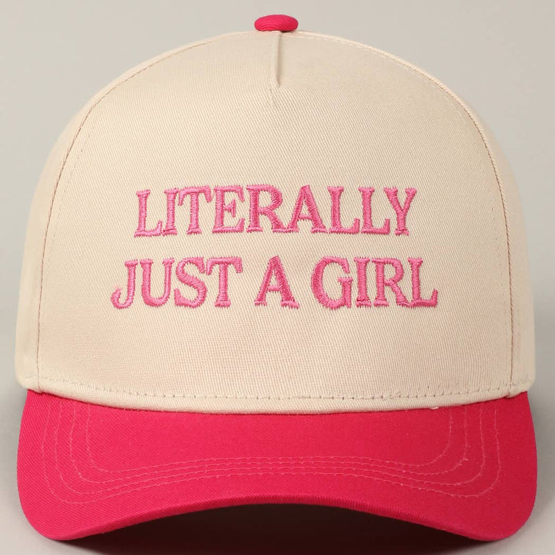 Literally Just A Girl Embroidery Two Tone Trucker Hat: LAVENDER / ONE SIZE