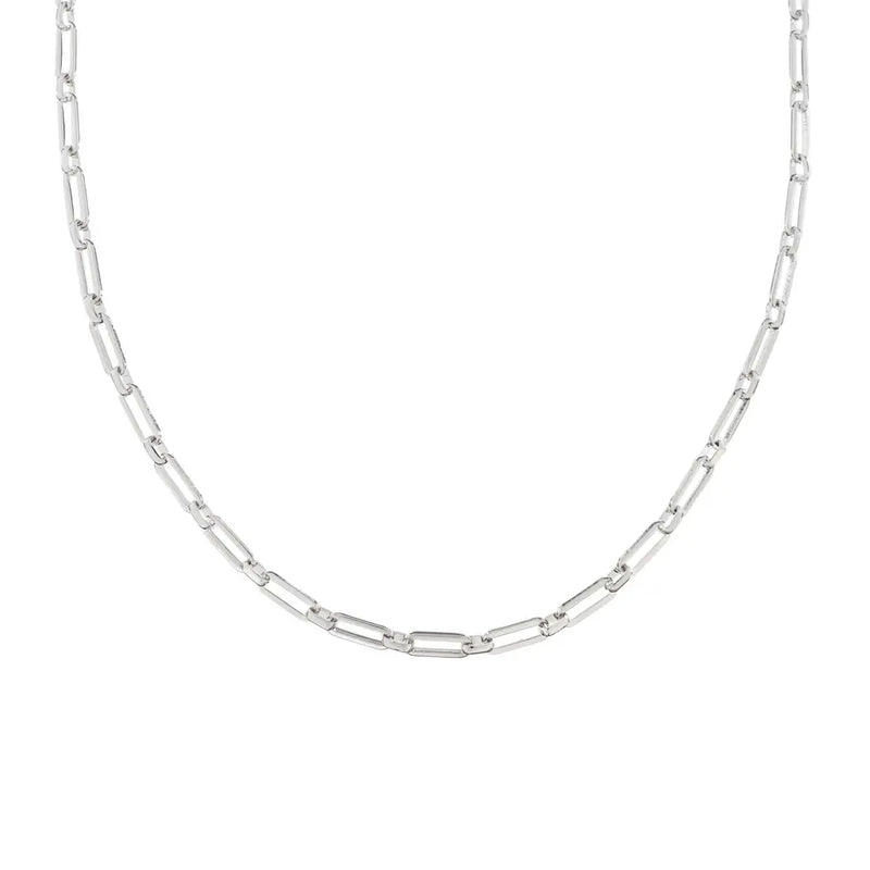 Waterproof Silver Paperclip Chain Necklace