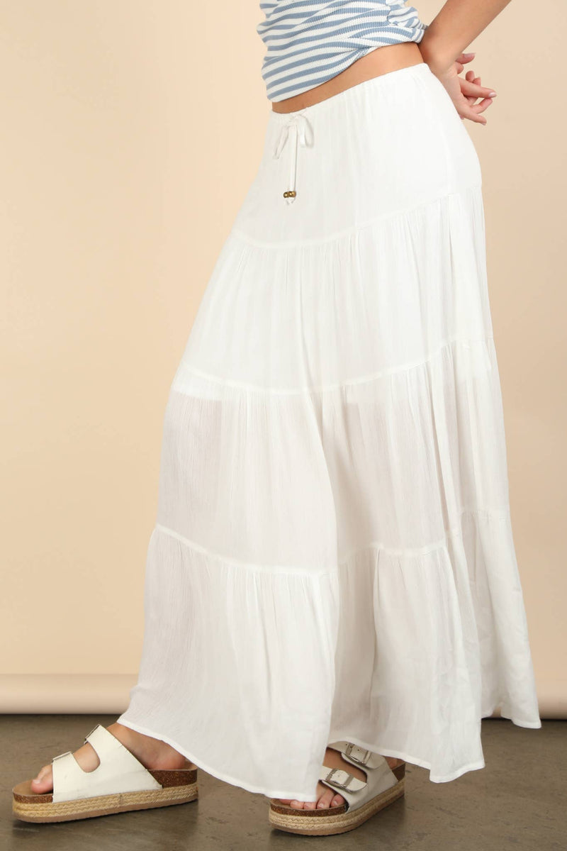 Tiered Layers Woven Midi Skirt