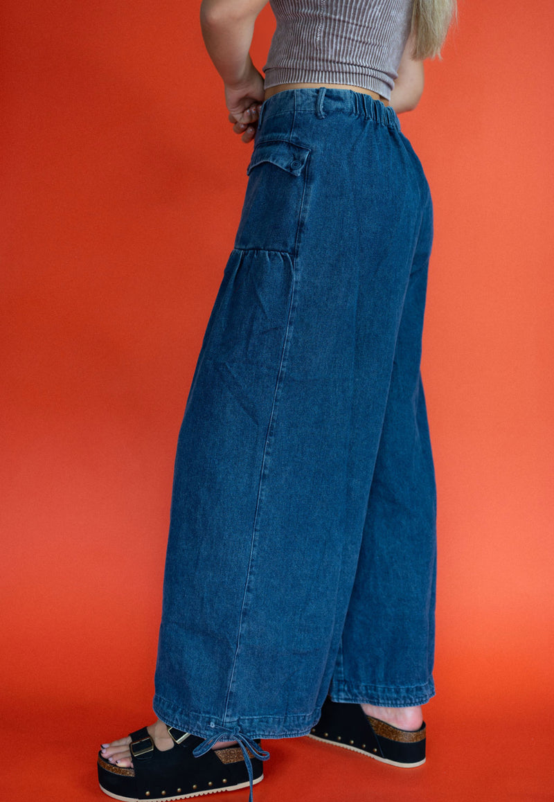 Carrie 2.0 Wide Leg Balloon Jeans: Dark Wash