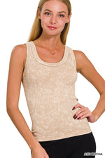 Kelly 2 Way Neckline Washed Ribbed Cropped Tank Top