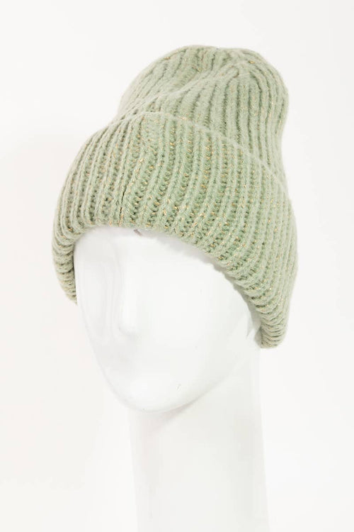 Ribbed Knitted Beanie: Mauve