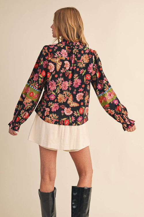 Saturated Colorful Floral Blouse