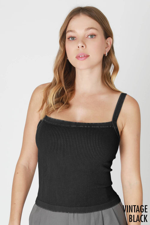 Nikibiki Vintage Square Neck Ribbed Top