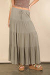 Tiered Layers Woven Midi Skirt