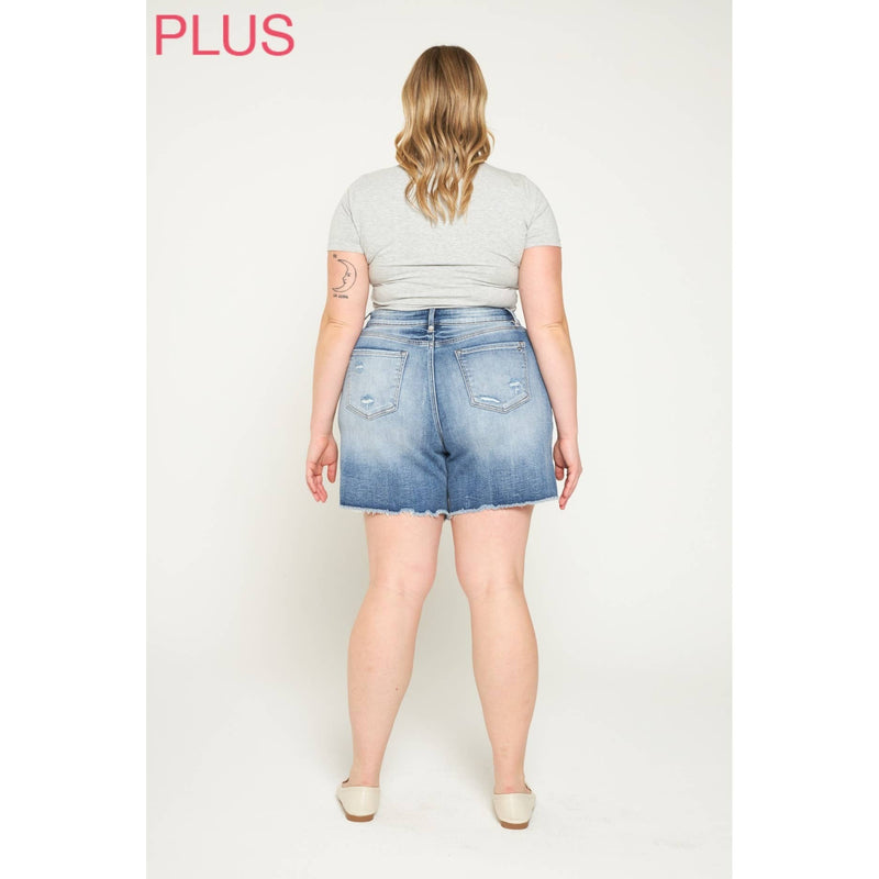 Mica Super High Rise Raw Hem Mid Length Shorts
