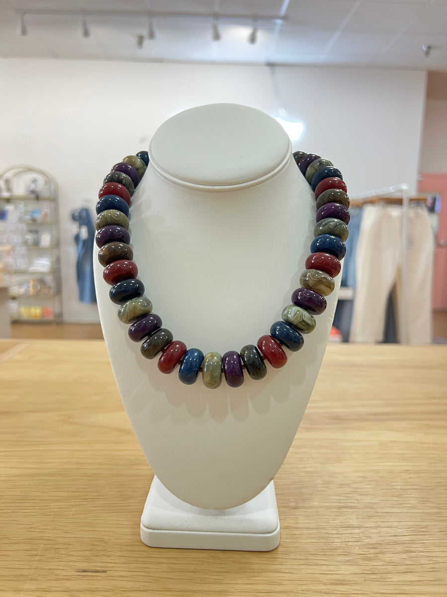 Chunky Marble Seed Bead Statement Necklace
