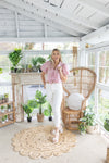 Major Must-Have Pink Eyelet Tie Front Cropped Blouse