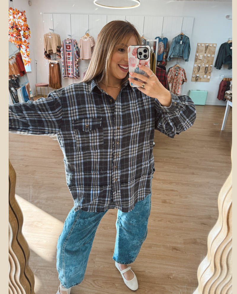 Frosted Fringe Oversized Flannel