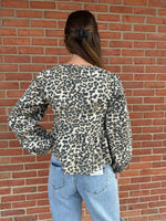 Cheetah Bow Denim Blouse