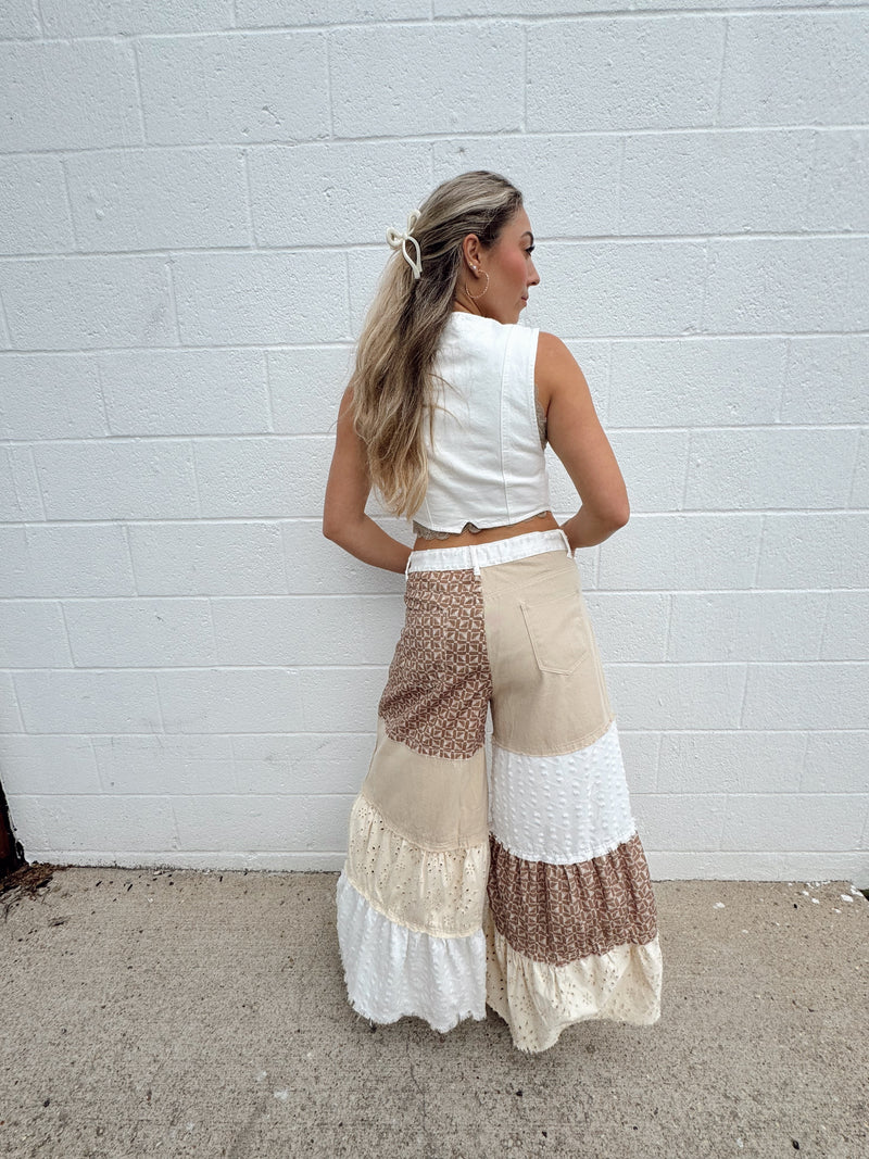 Bohemian Tiered Dream Mid-Rise Wide Leg Pants