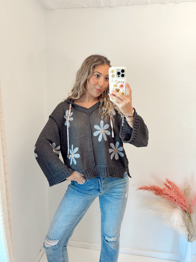 Daisy Hoodie Sweater: Charcoal