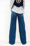 Mica Dark Wash Super High Rise Wide Leg Jeans: 34"