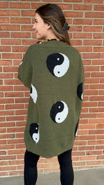 Oversized Yin Yang Cardigan: Olive