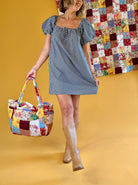 Blue dress, Summer dress, Puffy Sleeves Dress,  Mini dress, Trendy dresses,  Girly Dresses, gingham