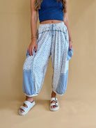 Knit pants, wide leg pants, loungewear, blue floral pants, sweatpants and joggers, elevated comfort 